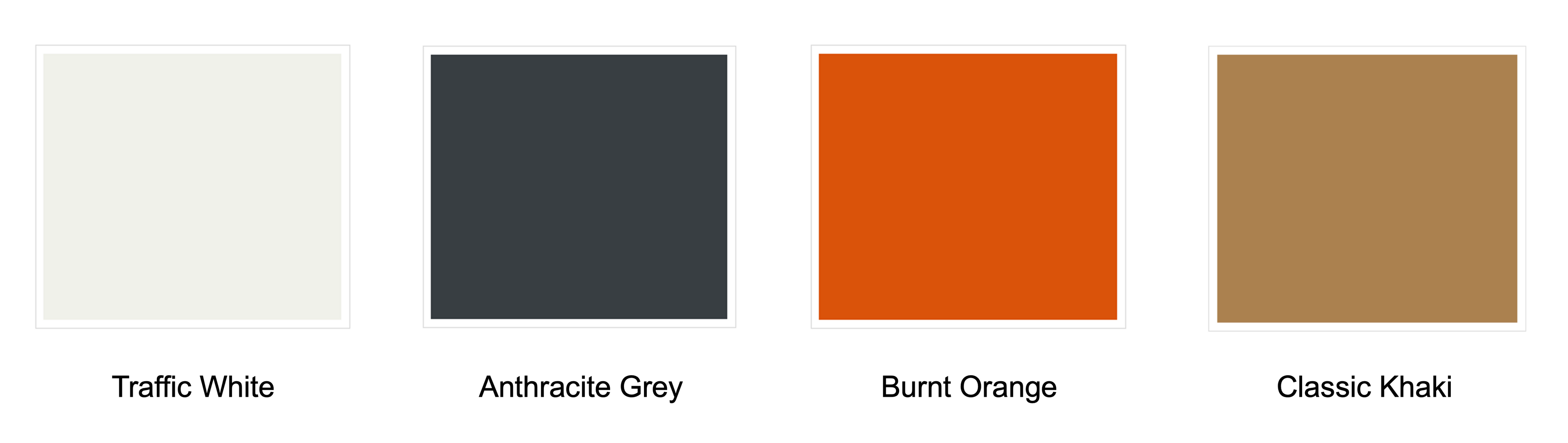 Steel frame colour swatches for outdoor Workpods