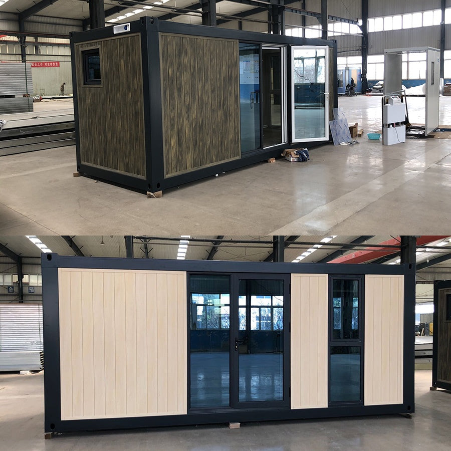 Outdoor pods x2 with charcoal trim with wood panelling examples