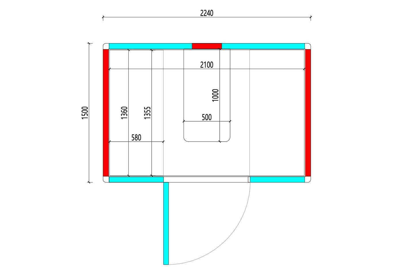 Paxton Large technical drawing of a room layout with dimensions