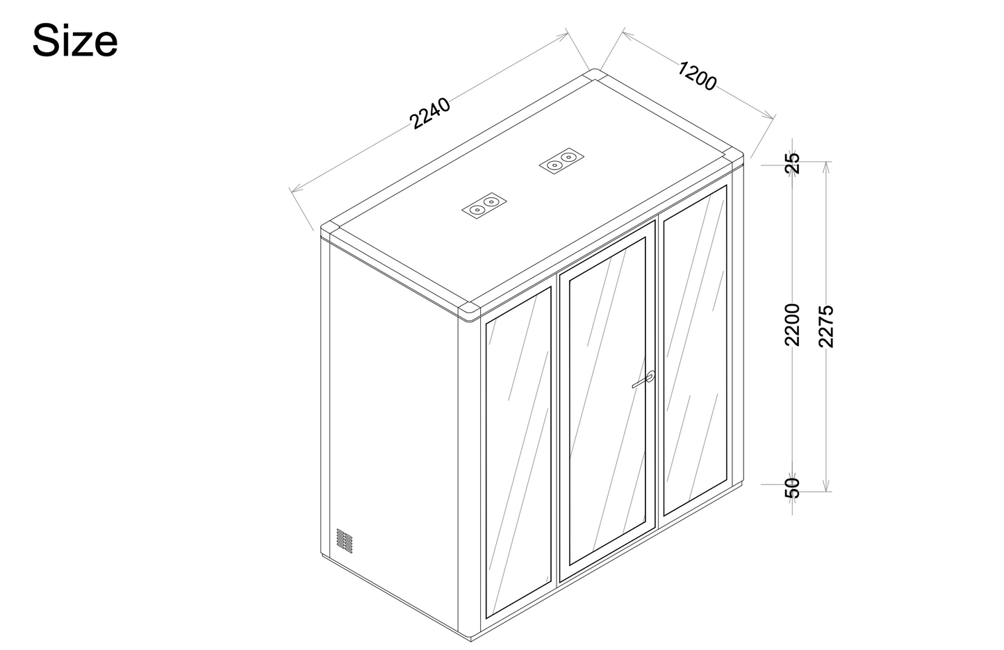 Paxton Medium technical drawing external dimensions labeled