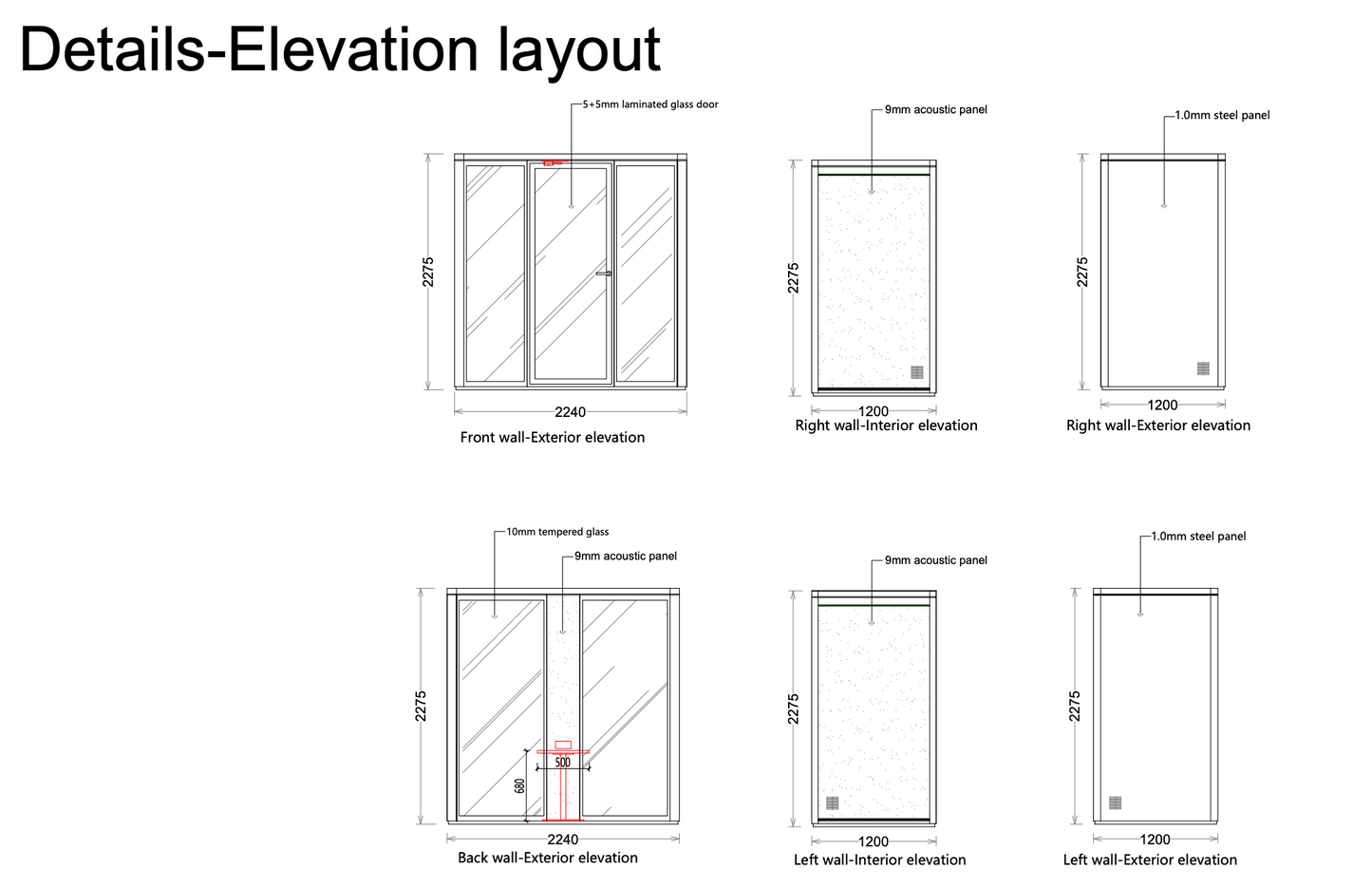 Paxton medium technical drawing of panel elevation layout with labeled views.