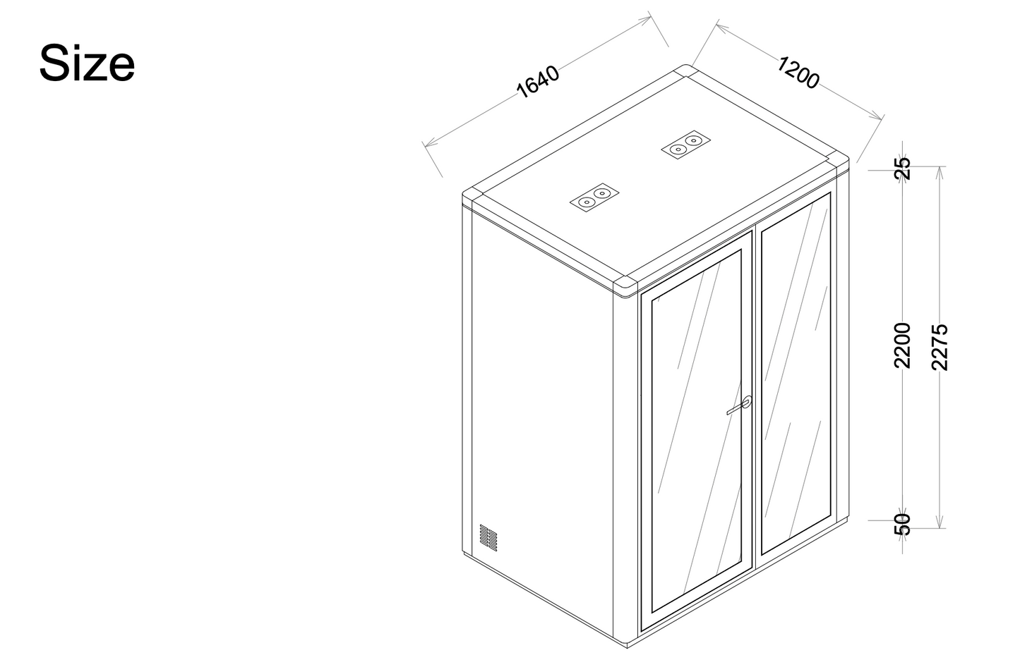 Paxton Small-Wide external technical drawing with dimensions labeled