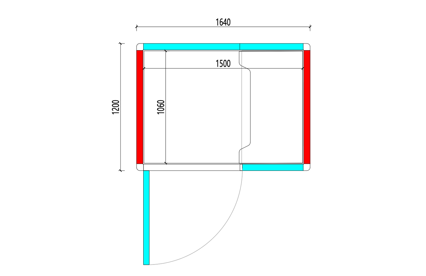Paxton Small-Wide technical drawing external dimensions labeled