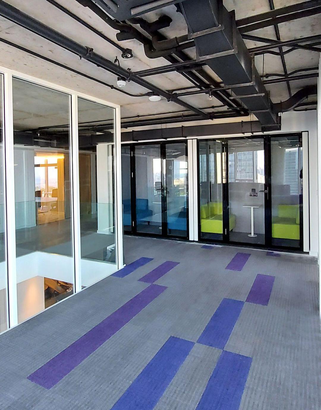 Medium office pods side by side lime and blue