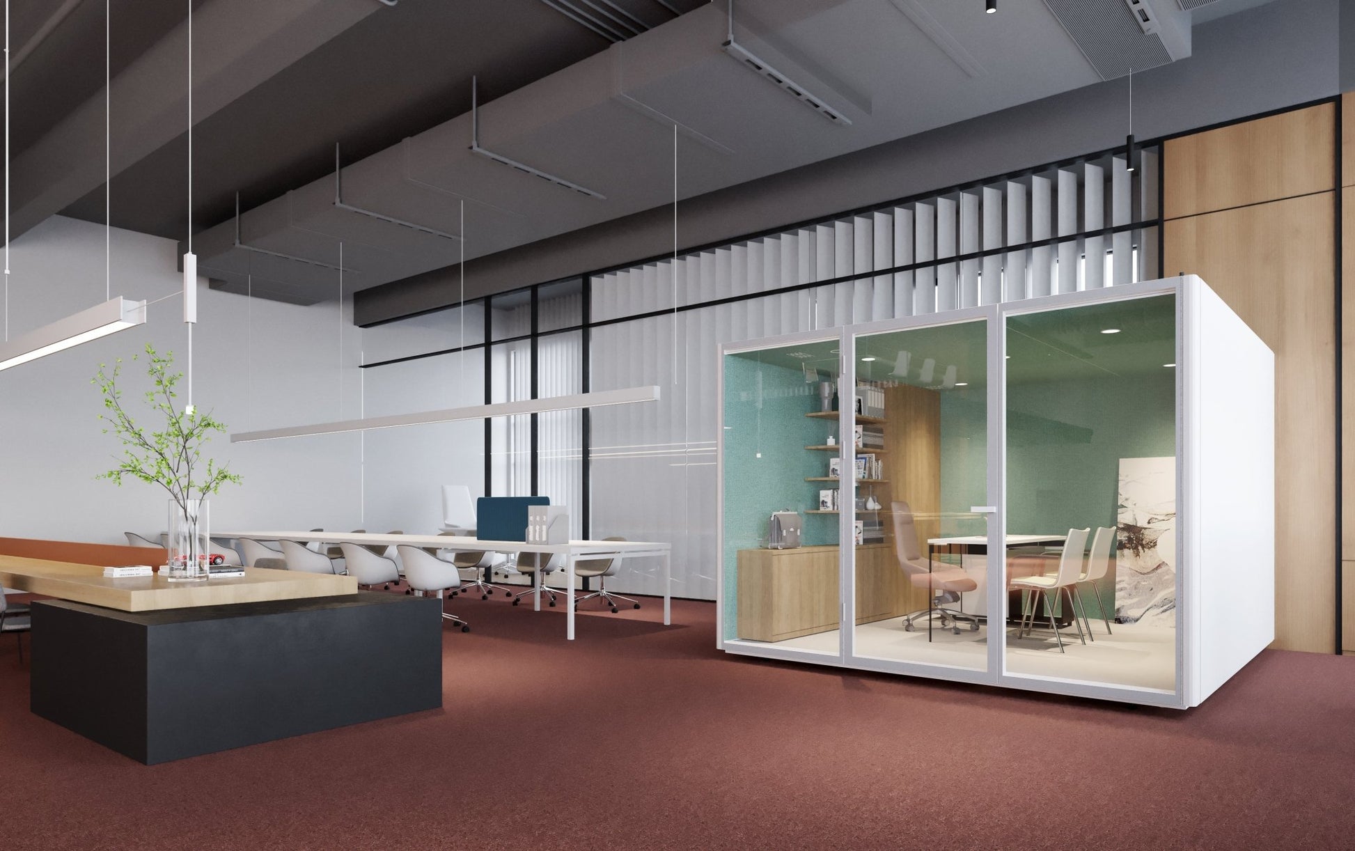 Cube room-in-room modular office pod small 8.6m² open plan office by Workpod Australia